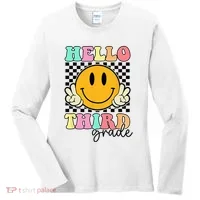 Hello Third Grade Retro Smile Team 3rd Grade Back to School Women's Long Sleeve Shirt thumb 0