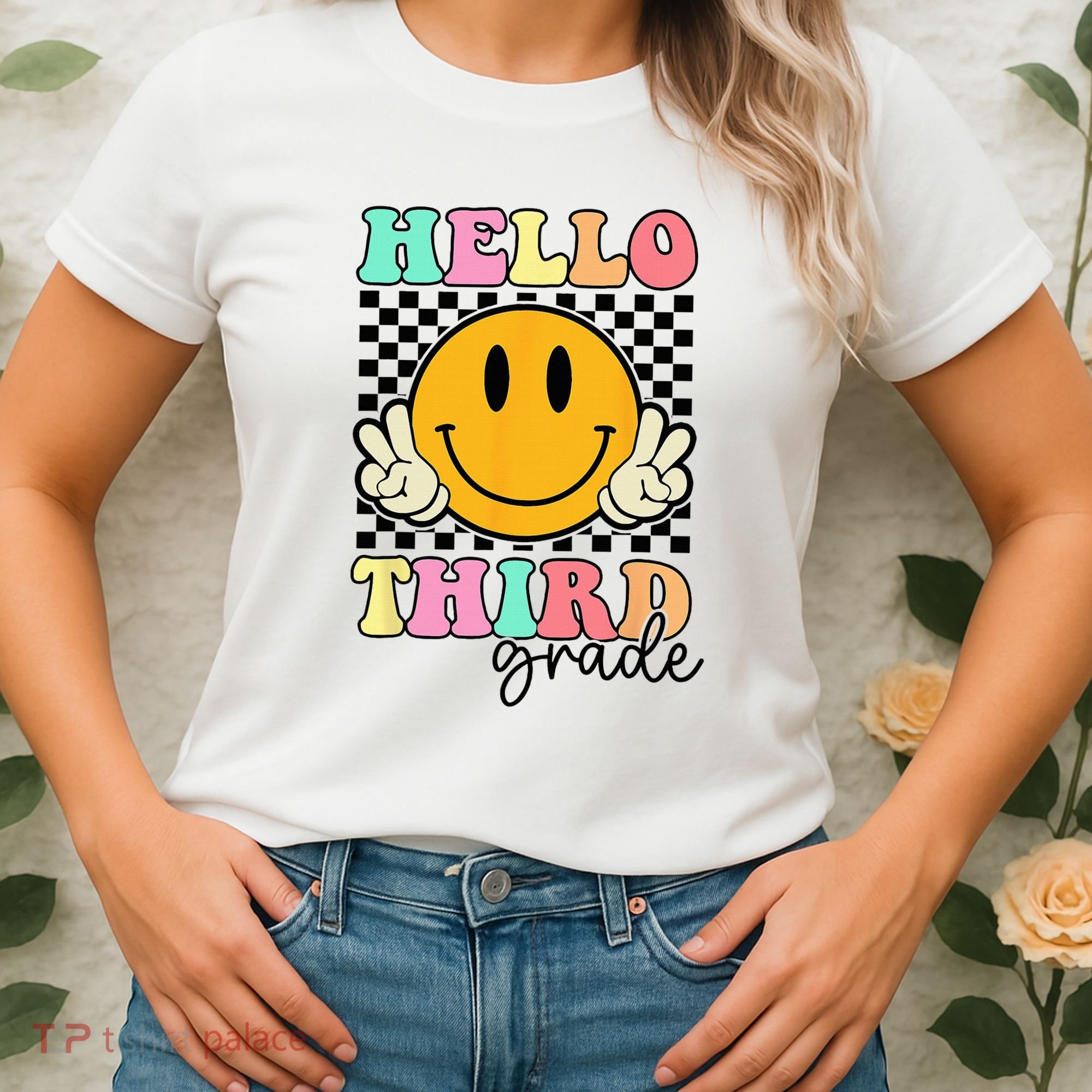 Hello Third Grade Retro Smile Team 3rd Grade Back to School Women's T-Shirt