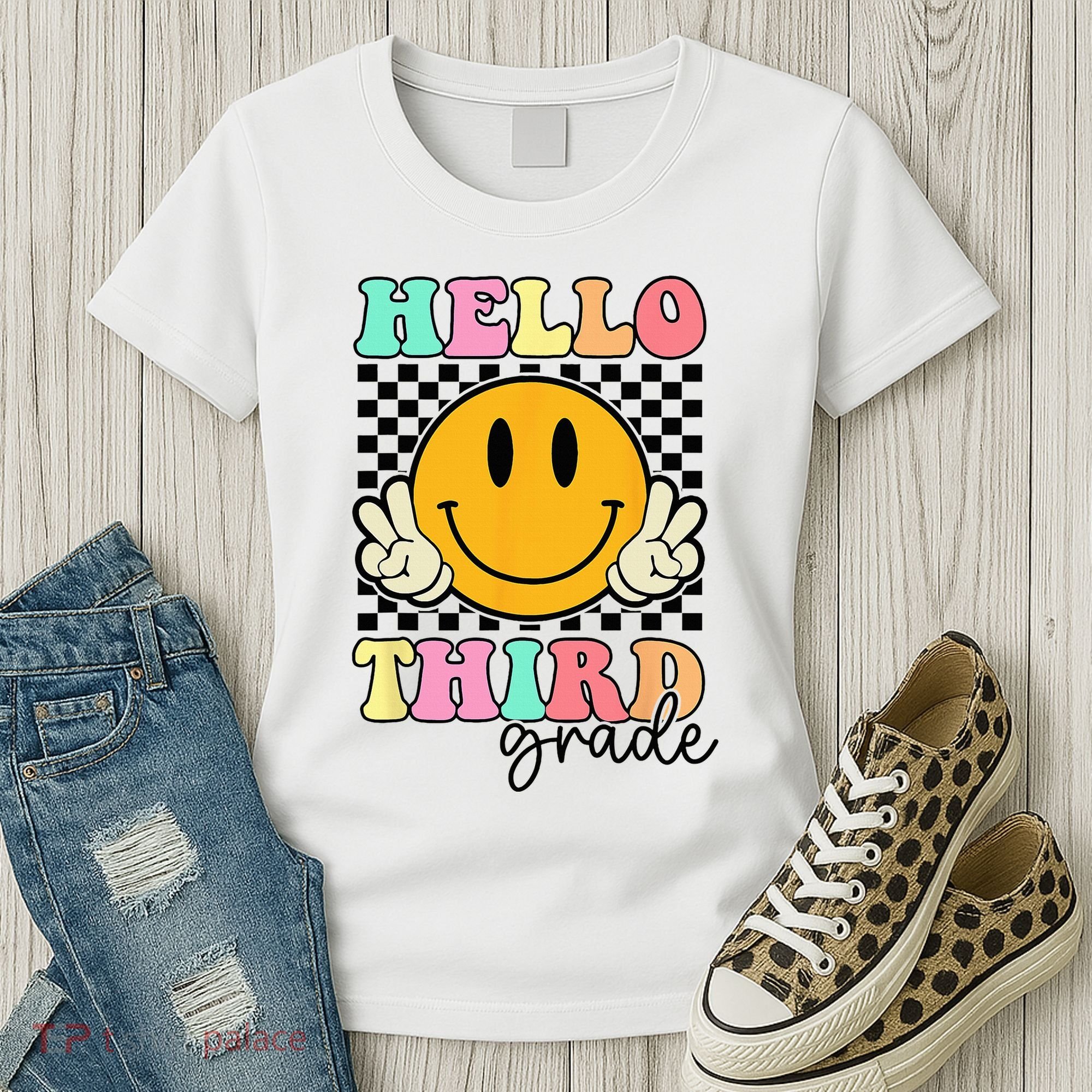 Hello Third Grade Retro Smile Team 3rd Grade Back to School Women's T-Shirt