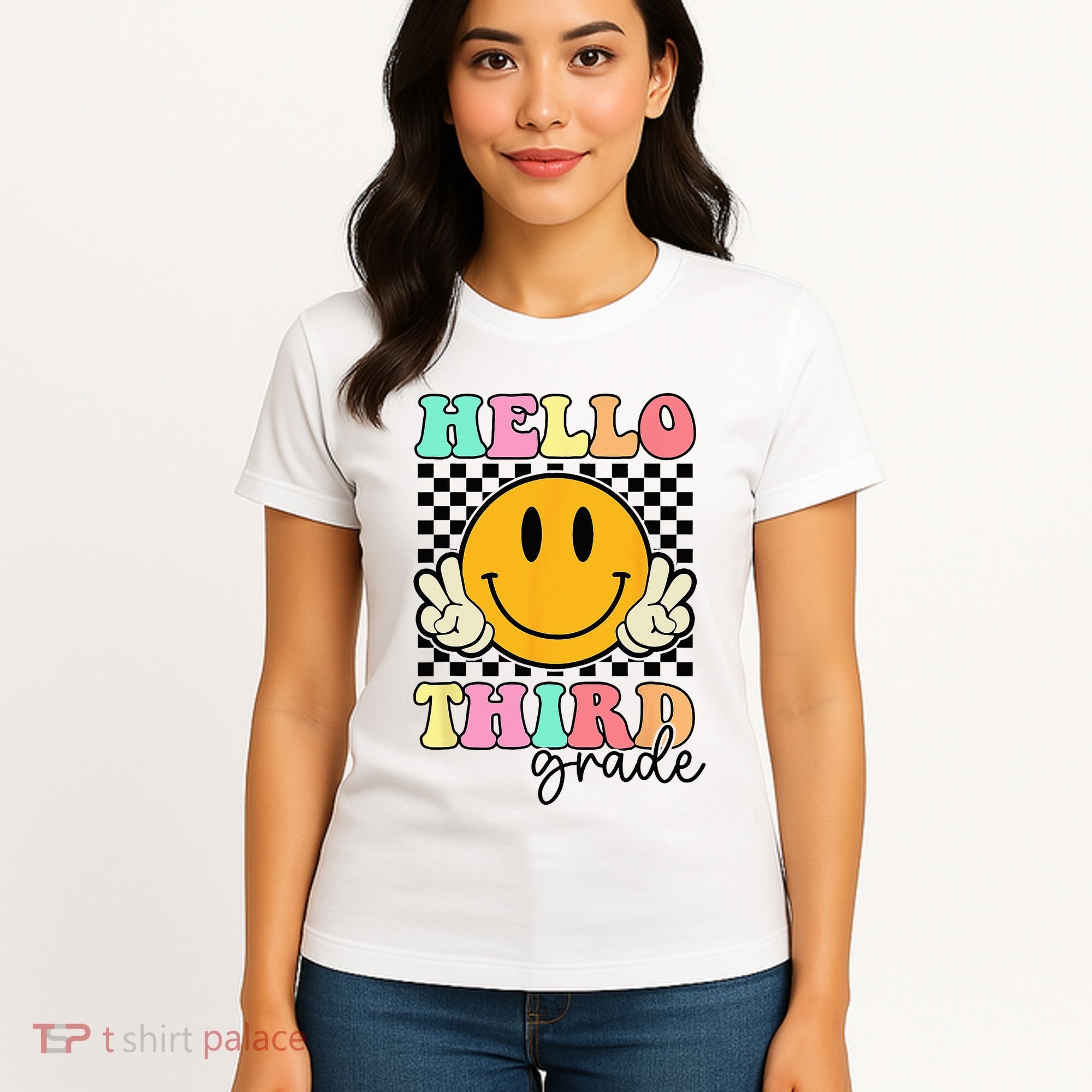 Hello Third Grade Retro Smile Team 3rd Grade Back to School Women's T-Shirt