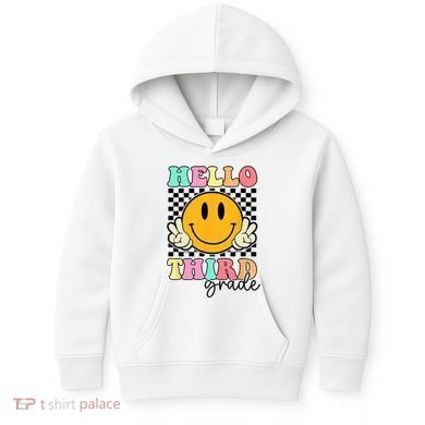 Hello Third Grade Retro Smile Team 3rd Grade Back to School Kids Hoodie