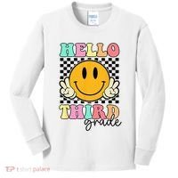 Hello Third Grade Retro Smile Team 3rd Grade Back to School Kids Long Sleeve Shirt thumb 0