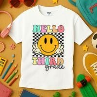 Hello Third Grade Retro Smile Team 3rd Grade Back to School Kids T-Shirt thumb 3
