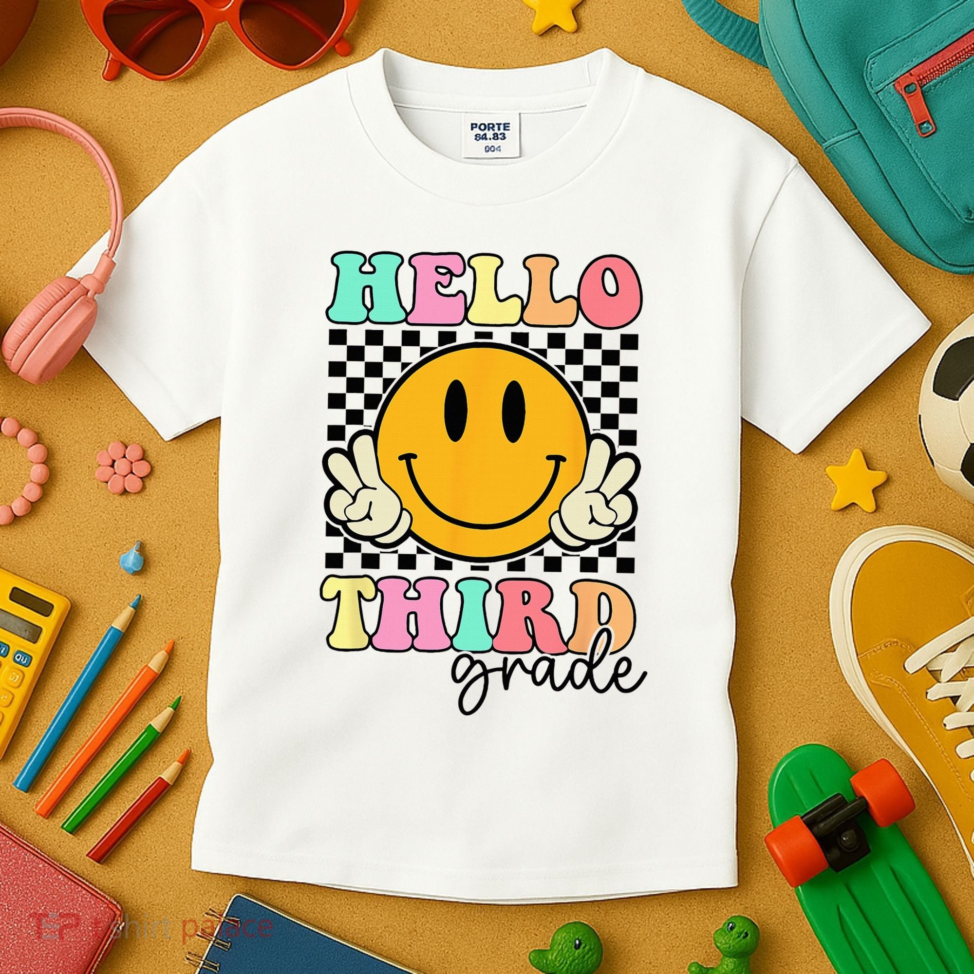 Hello Third Grade Retro Smile Team 3rd Grade Back to School Kids T-Shirt