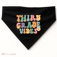 Hippie Third Grade Vibes Retro Groovy First Day Of School Great Gift USA-Made Doggie Bandana thumb 0