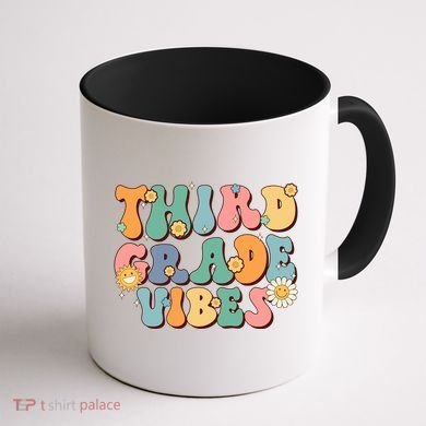 Hippie Third Grade Vibes Retro Groovy First Day Of School Great Gift Coffee Mug back
