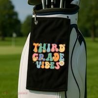 Hippie Third Grade Vibes Retro Groovy First Day Of School Great Gift Golf Towel thumb 2