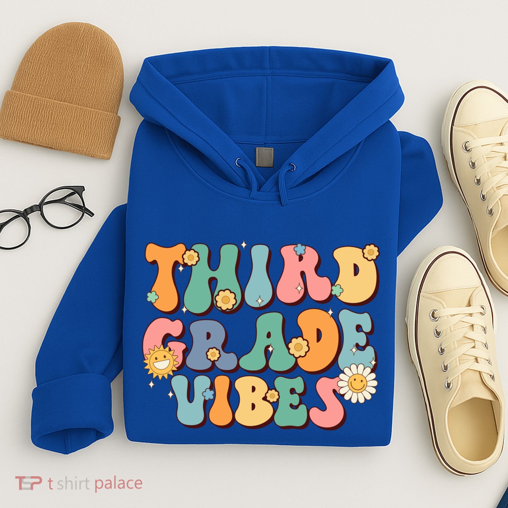 Hippie Third Grade Vibes Retro Groovy First Day Of School Great Gift Hoodie