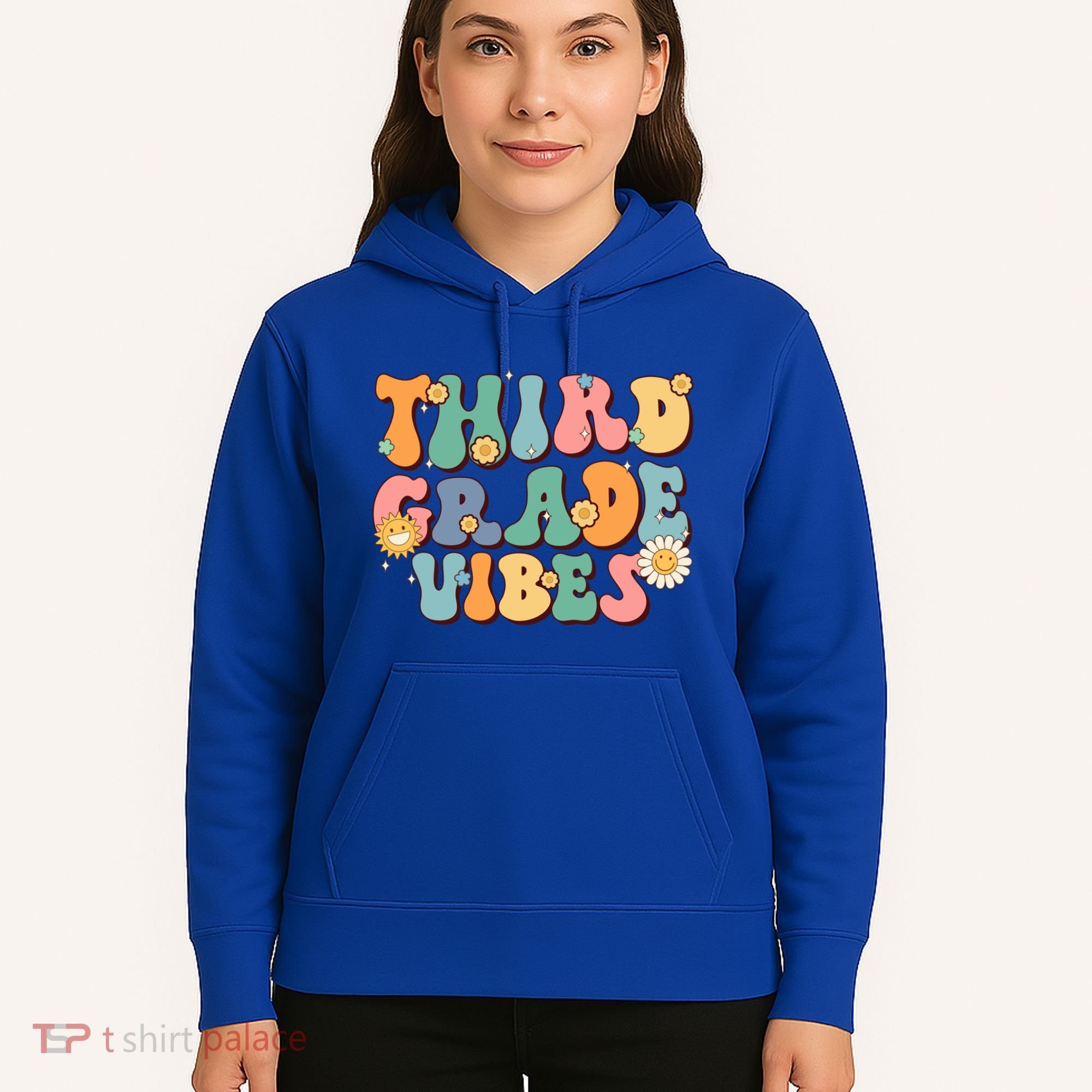 Hippie Third Grade Vibes Retro Groovy First Day Of School Great Gift Hoodie