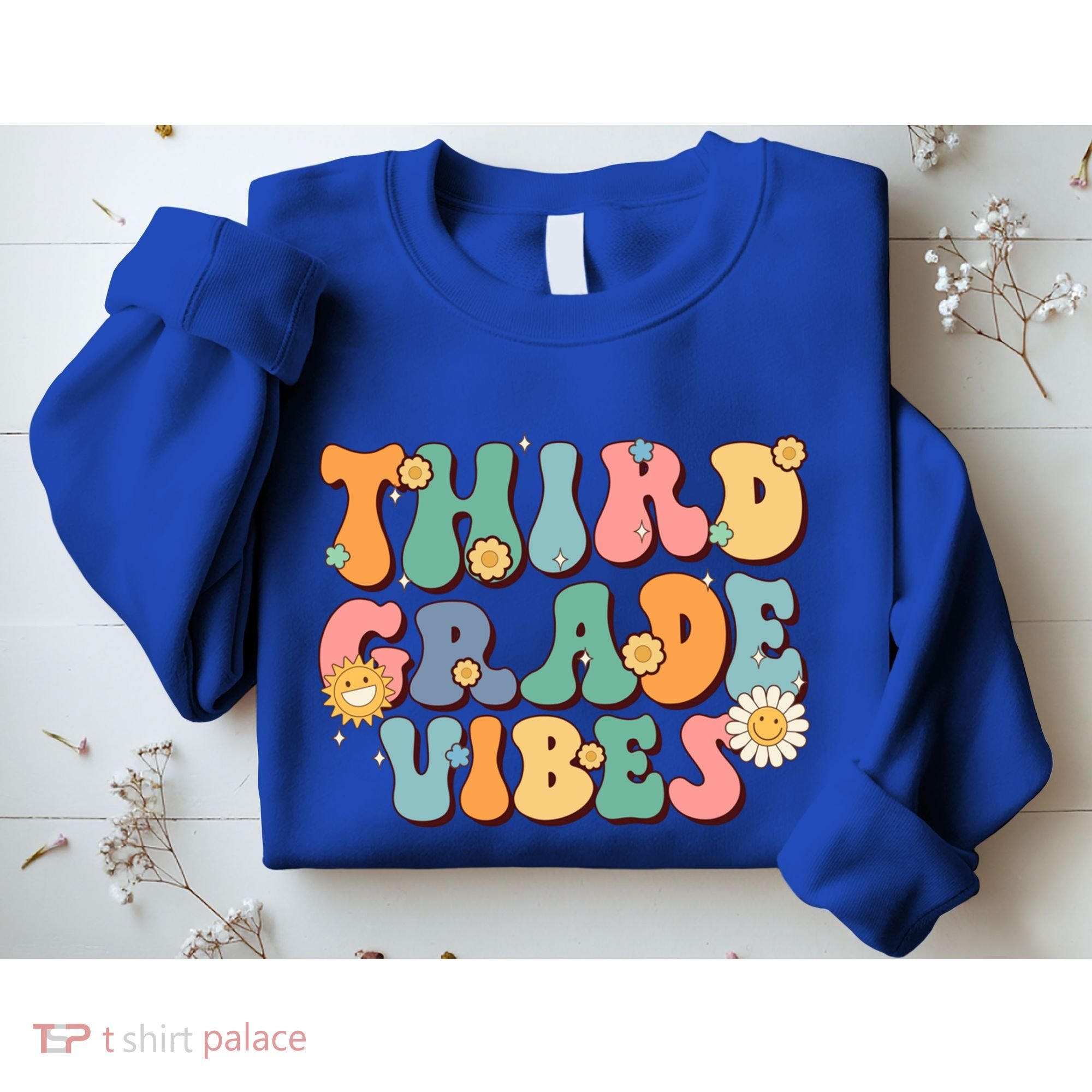 Hippie Third Grade Vibes Retro Groovy First Day Of School Great Gift Sweatshirt
