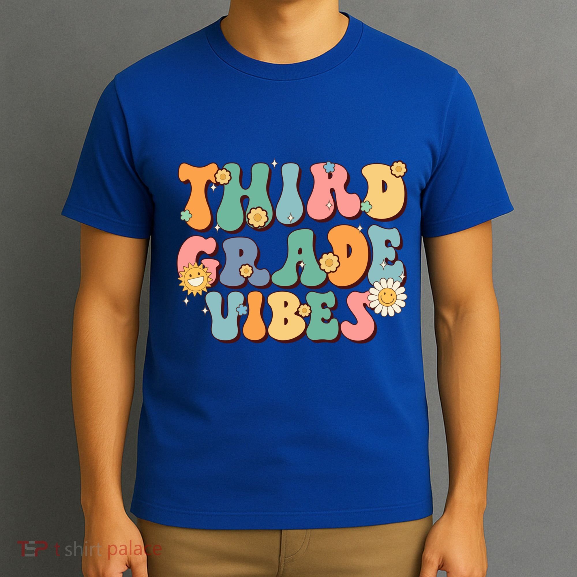 Hippie Third Grade Vibes Retro Groovy First Day Of School Great Gift T-Shirt
