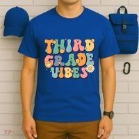Hippie Third Grade Vibes Retro Groovy First Day Of School Great Gift T-Shirt thumb 6
