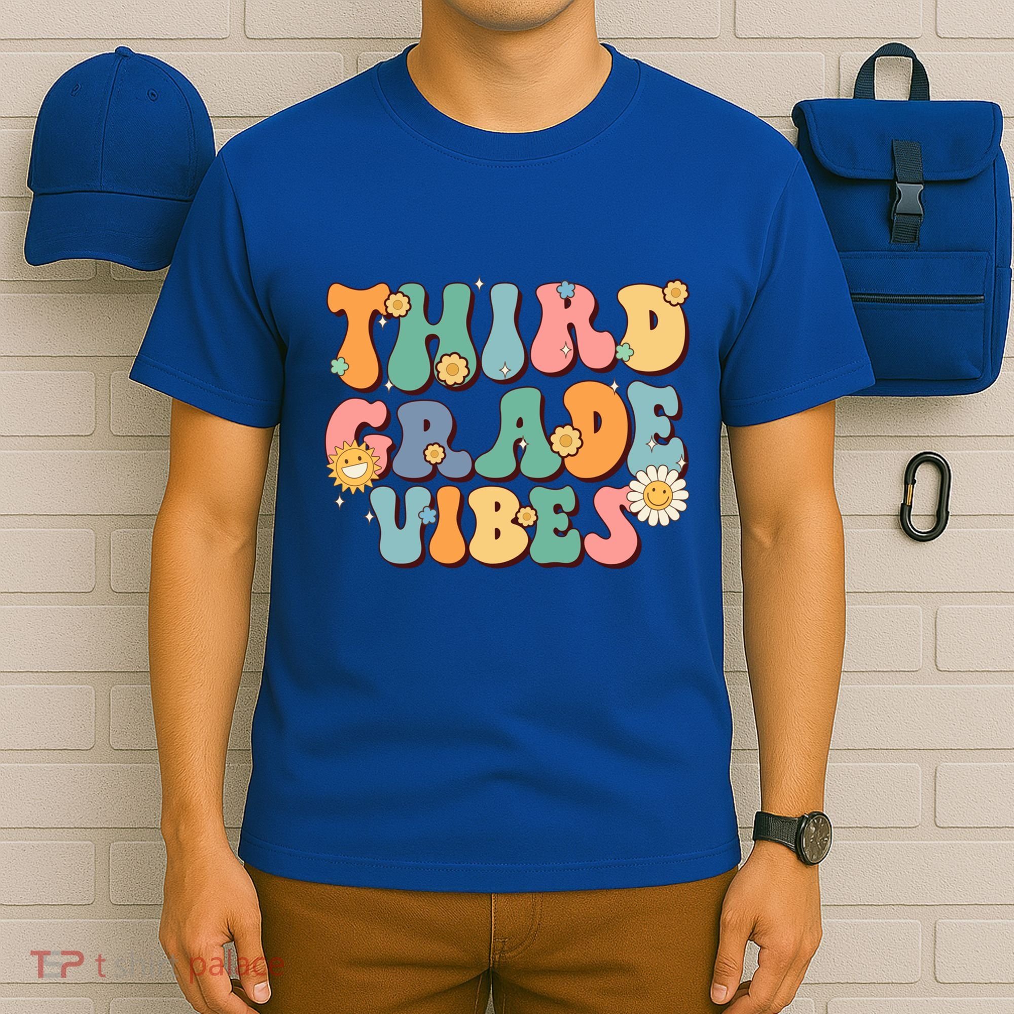 Hippie Third Grade Vibes Retro Groovy First Day Of School Great Gift T-Shirt