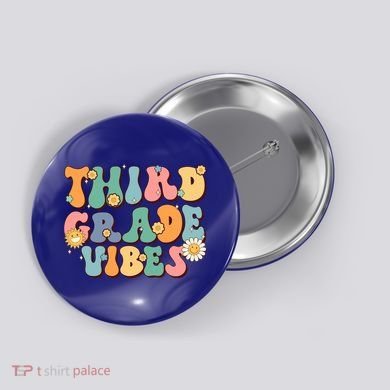 Hippie Third Grade Vibes Retro Groovy First Day Of School Great Gift Button