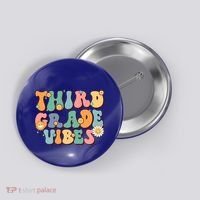 Hippie Third Grade Vibes Retro Groovy First Day Of School Great Gift Button thumb 0