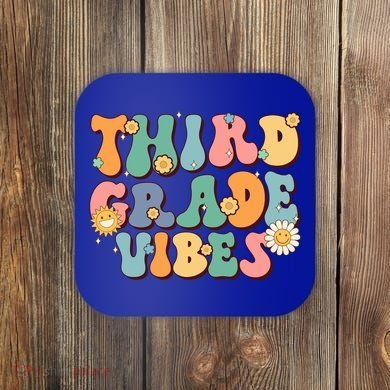 Hippie Third Grade Vibes Retro Groovy First Day Of School Great Gift Coaster