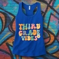 Hippie Third Grade Vibes Retro Groovy First Day Of School Great Gift Women's Tank Top thumb 3
