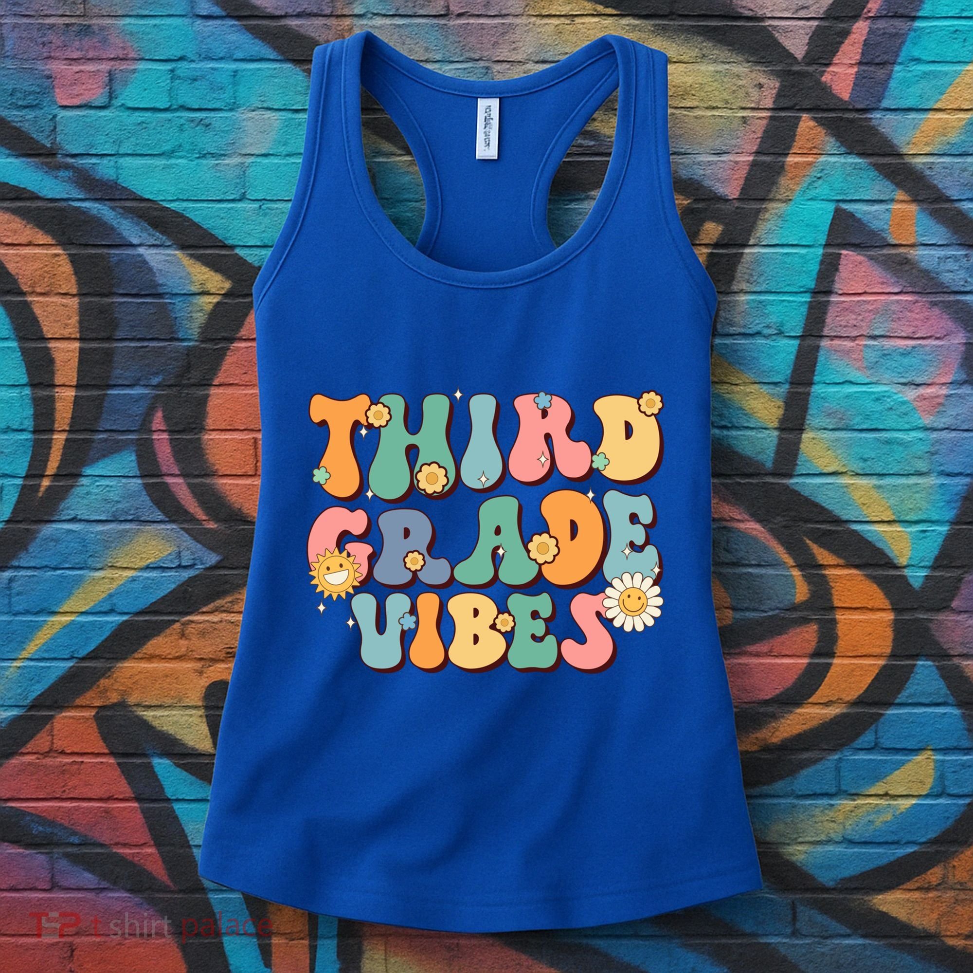 Hippie Third Grade Vibes Retro Groovy First Day Of School Great Gift Women's Tank Top