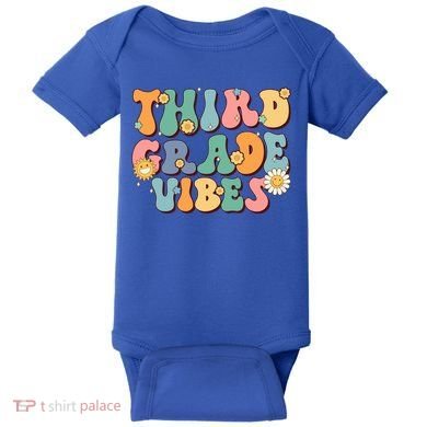 Hippie Third Grade Vibes Retro Groovy First Day Of School Great Gift Baby Bodysuit