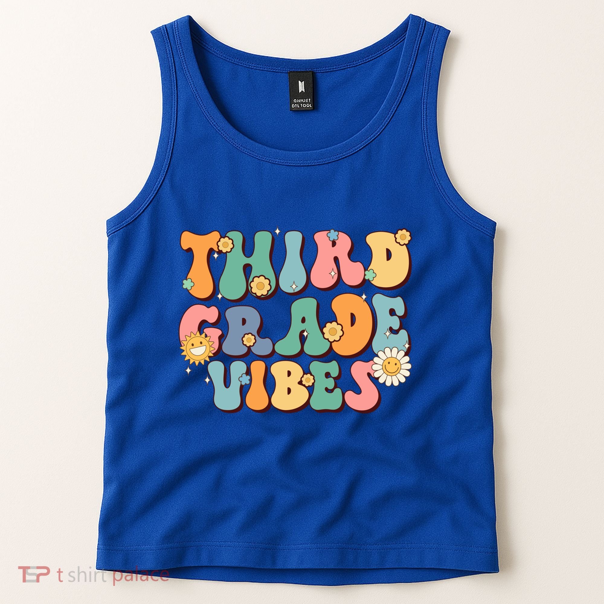 Hippie Third Grade Vibes Retro Groovy First Day Of School Great Gift Tank Top