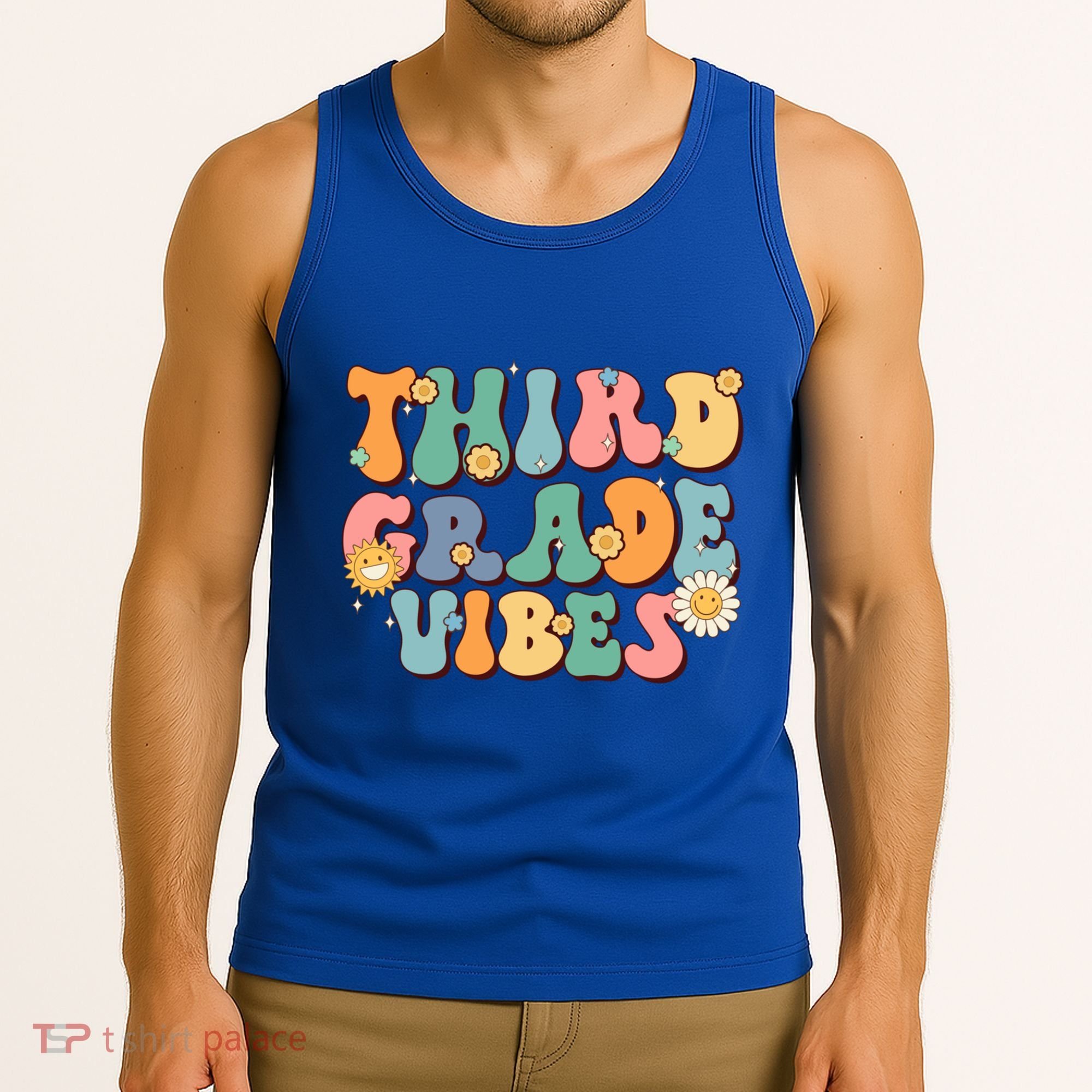 Hippie Third Grade Vibes Retro Groovy First Day Of School Great Gift Tank Top