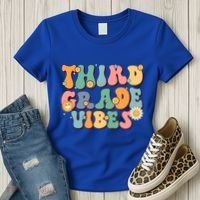 Hippie Third Grade Vibes Retro Groovy First Day Of School Great Gift Women's T-Shirt thumb 3