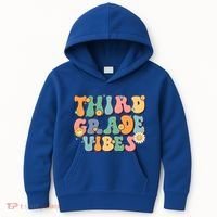 Hippie Third Grade Vibes Retro Groovy First Day Of School Great Gift Kids Hoodie thumb 0