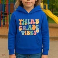 Hippie Third Grade Vibes Retro Groovy First Day Of School Great Gift Kids Hoodie thumb 3