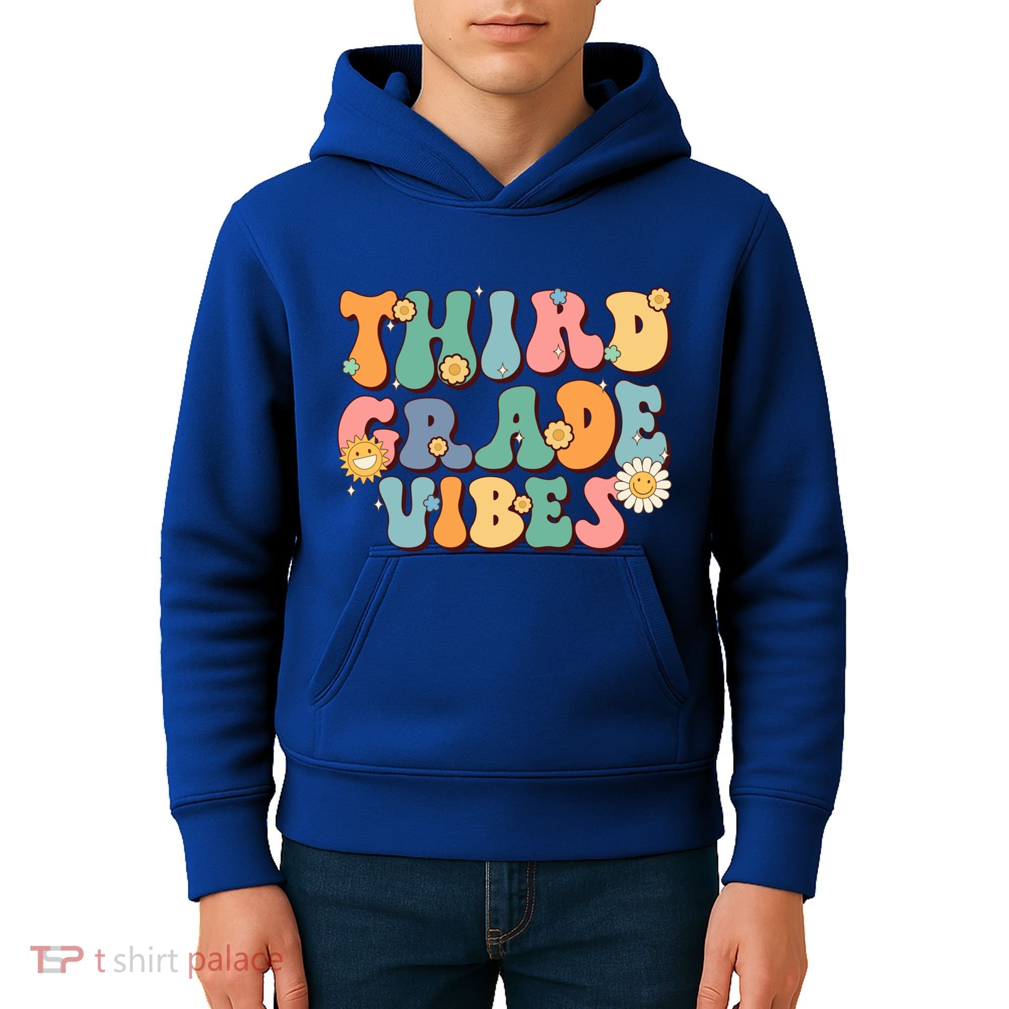 Hippie Third Grade Vibes Retro Groovy First Day Of School Great Gift Kids Hoodie