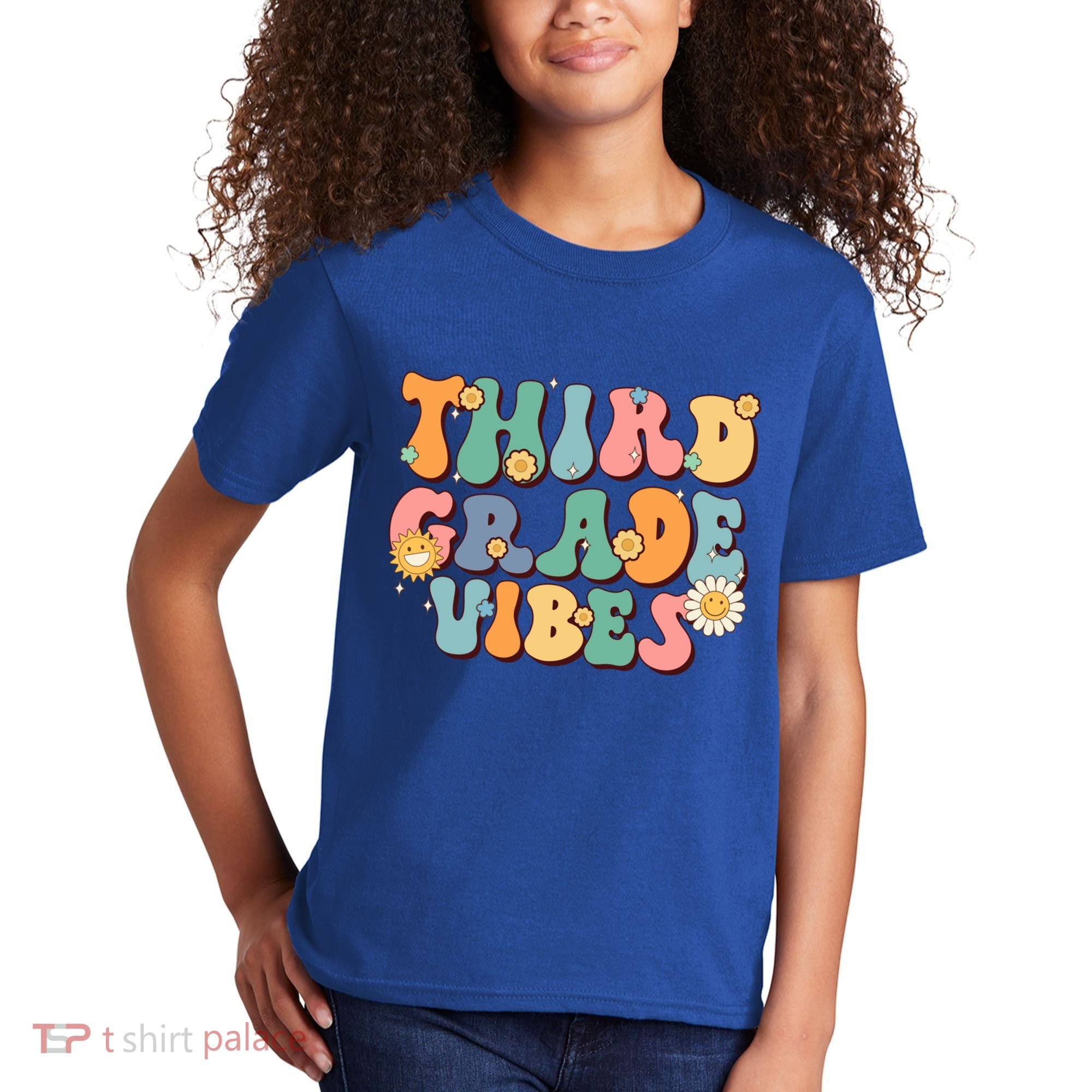Hippie Third Grade Vibes Retro Groovy First Day Of School Great Gift Kids T-Shirt