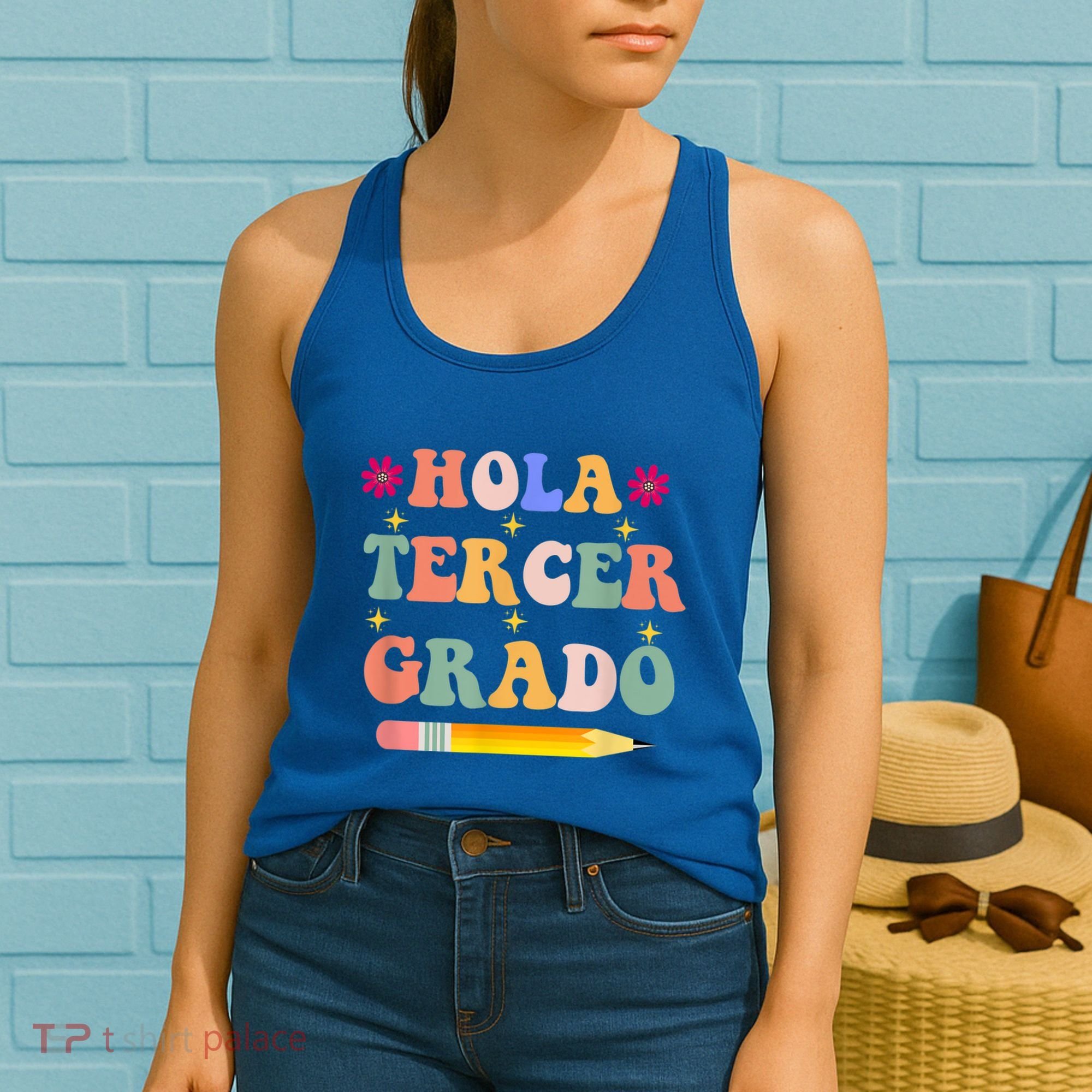 Hola Tercer Grado Third Grade Spanish Teacher Back To School Gift Women's Tank Top