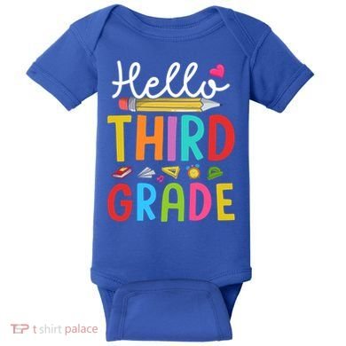 Hello Third Grade First Day Of 3Rd Grade Teacher Gift Baby Bodysuit