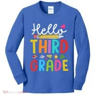 Hello Third Grade First Day Of 3Rd Grade Teacher Gift Kids Long Sleeve Shirt thumb 0
