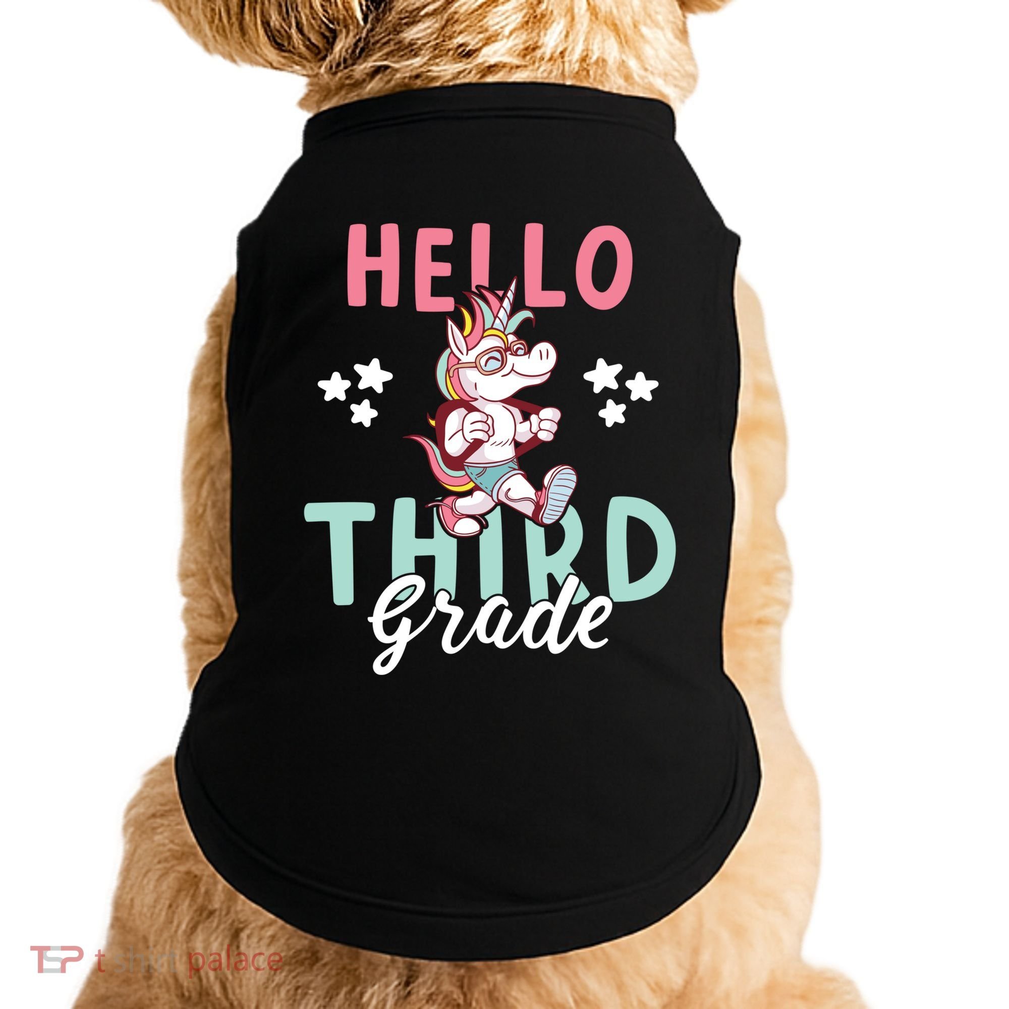 Hello Third Grade Unicorn And Teachers Gift Doggie Tank