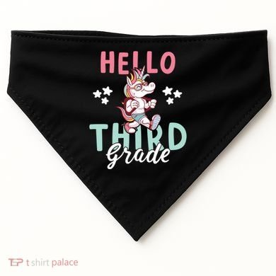 Hello Third Grade Unicorn And Teachers Gift USA-Made Doggie Bandana