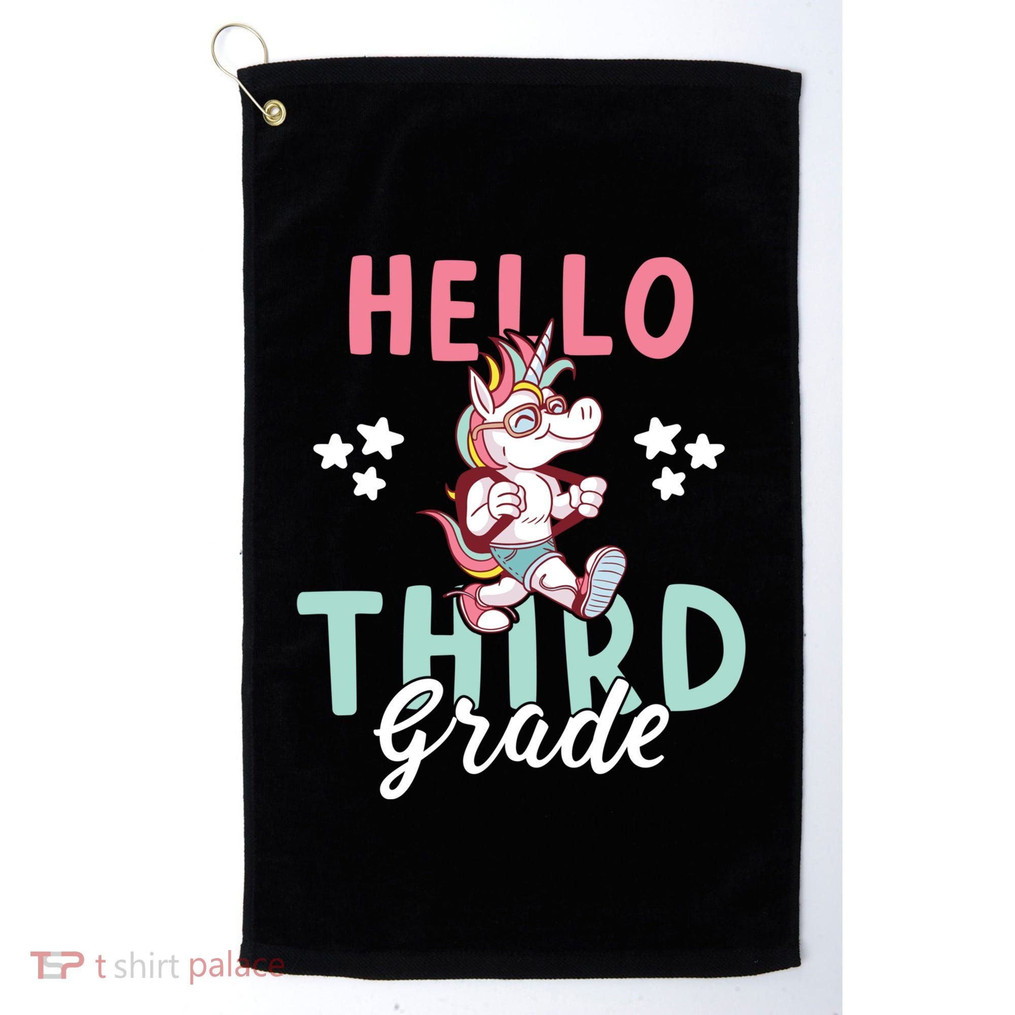 Hello Third Grade Unicorn And Teachers Gift Golf Towel
