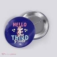Hello Third Grade Unicorn And Teachers Gift Button thumb 0