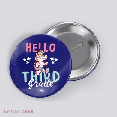 Hello Third Grade Unicorn And Teachers Gift Button