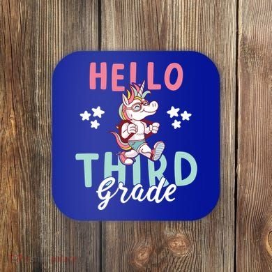Hello Third Grade Unicorn And Teachers Gift Coaster