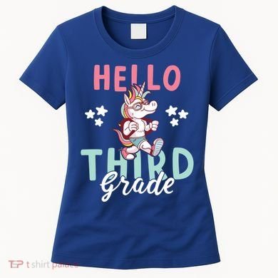 Hello Third Grade Unicorn And Teachers Gift Women's T-Shirt
