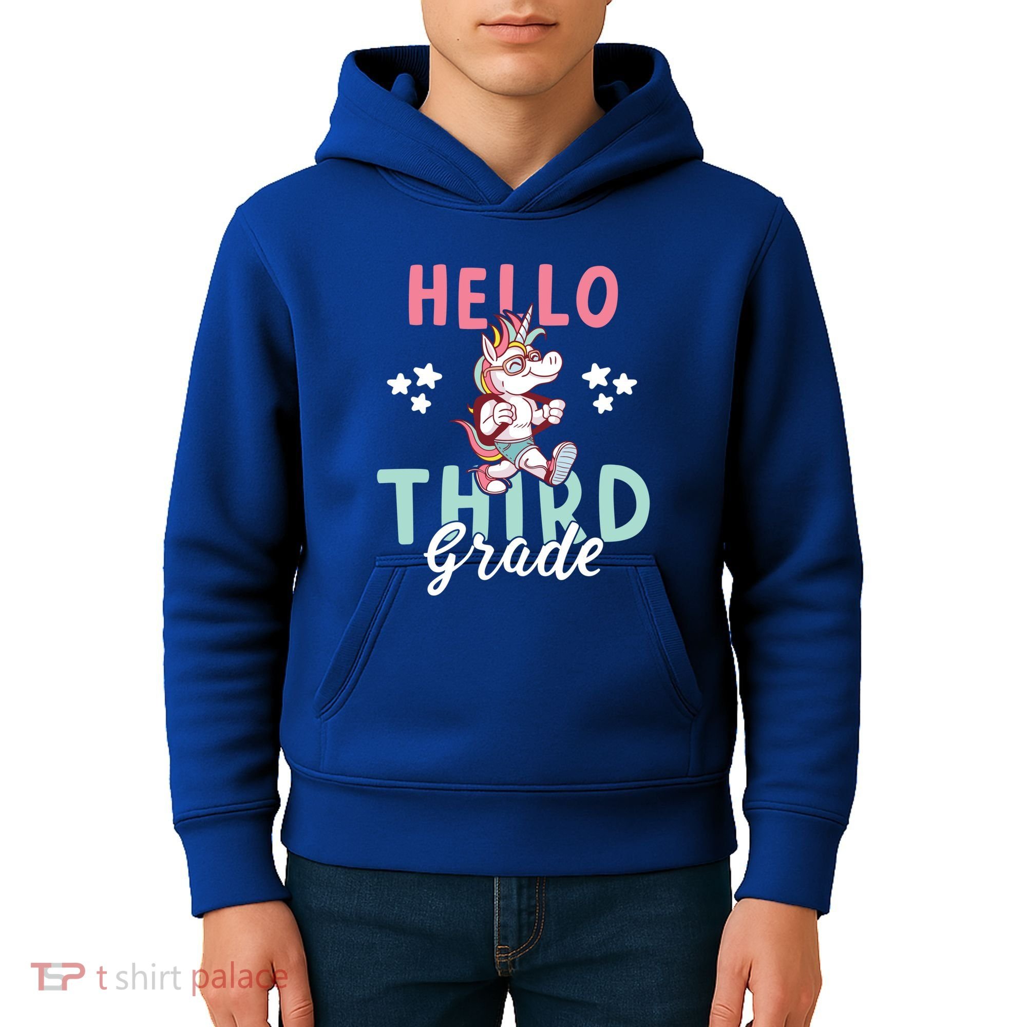 Hello Third Grade Unicorn And Teachers Gift Kids Hoodie