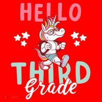 Hello Third Grade Unicorn And Teachers Gift Santa Hat thumb 1