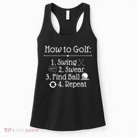 How To Golf Swing Swear Find Ball Repeat Funny Women's Tank Top thumb 0