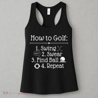 How To Golf Swing Swear Find Ball Repeat Funny Women's Tank Top thumb 3