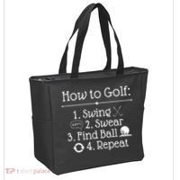 How To Golf Swing Swear Find Ball Repeat Funny Tote Bag thumb 2