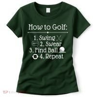 How To Golf Swing Swear Find Ball Repeat Funny Women's T-Shirt thumb 0