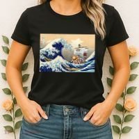 Hokusai The Great Wave Off Kanagawa Japanese Art Anime Women's T-Shirt thumb 2