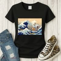 Hokusai The Great Wave Off Kanagawa Japanese Art Anime Women's T-Shirt thumb 3