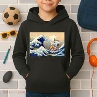 Hokusai The Great Wave Off Kanagawa Japanese Art Anime Kids Hoodie thumb 2