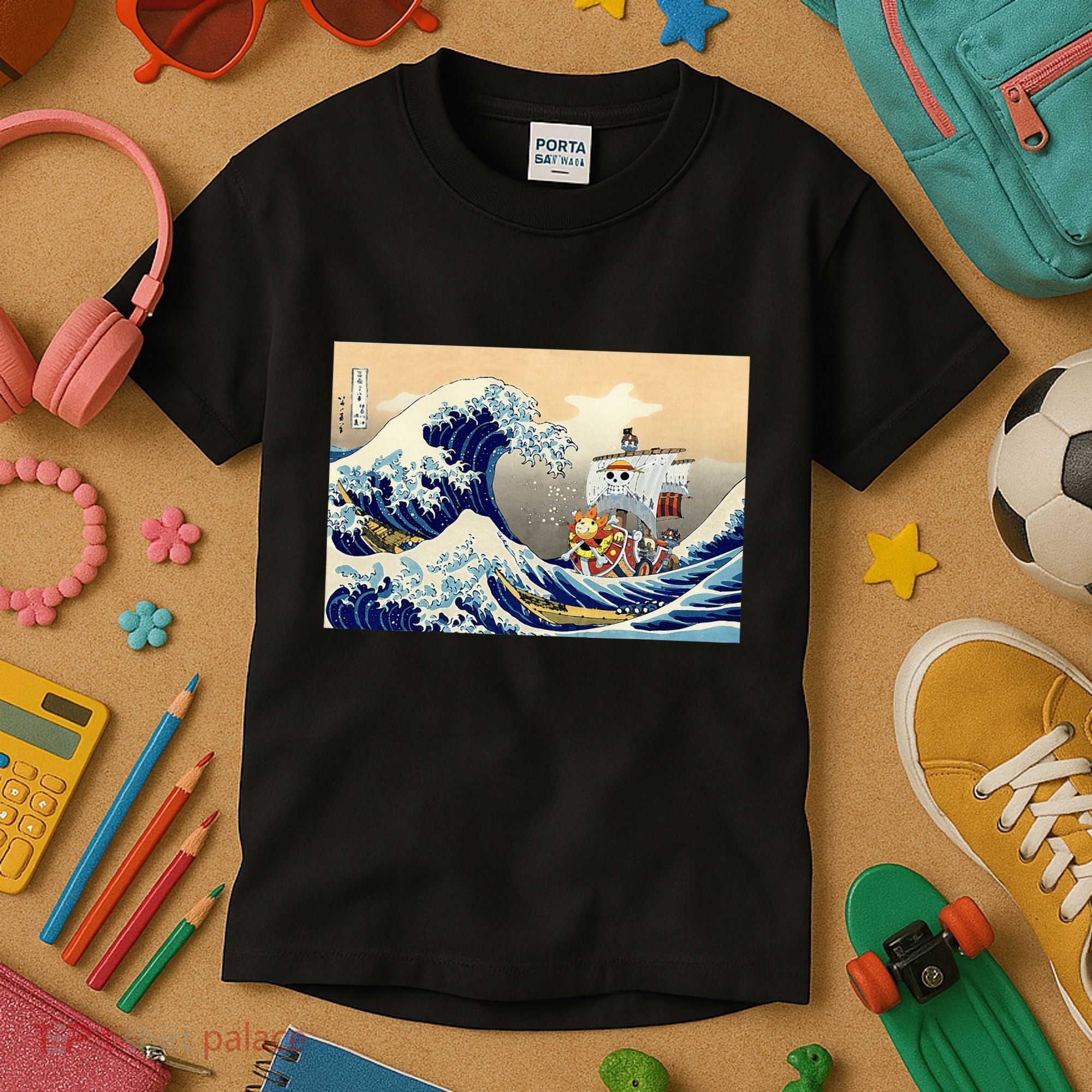 Hokusai The Great Wave Off Kanagawa Japanese Art Anime Kids T-Shirt